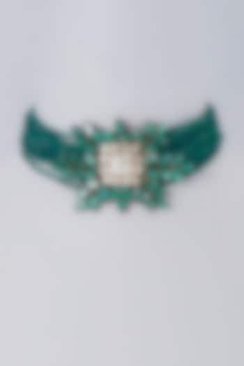 Gold Finish Green Crystal Choker Necklace by Bijoux By Priya Chandna at Pernia's Pop Up Shop