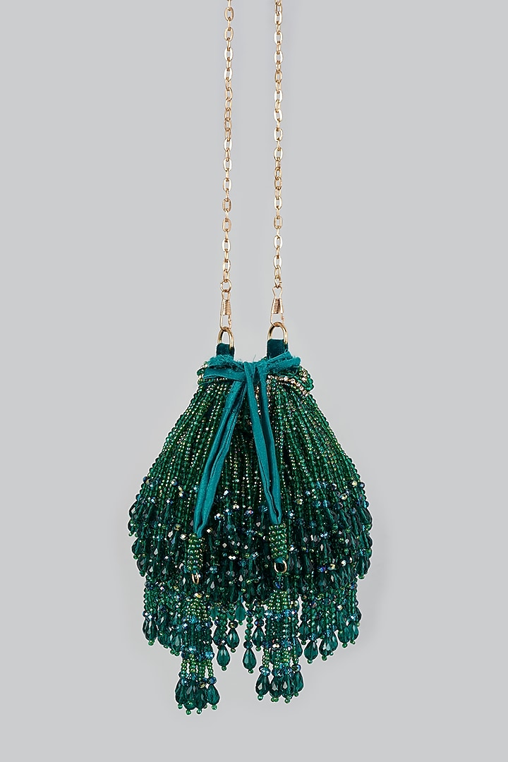 Green Embellished Potli Bag by Bijoux By Priya Chandna