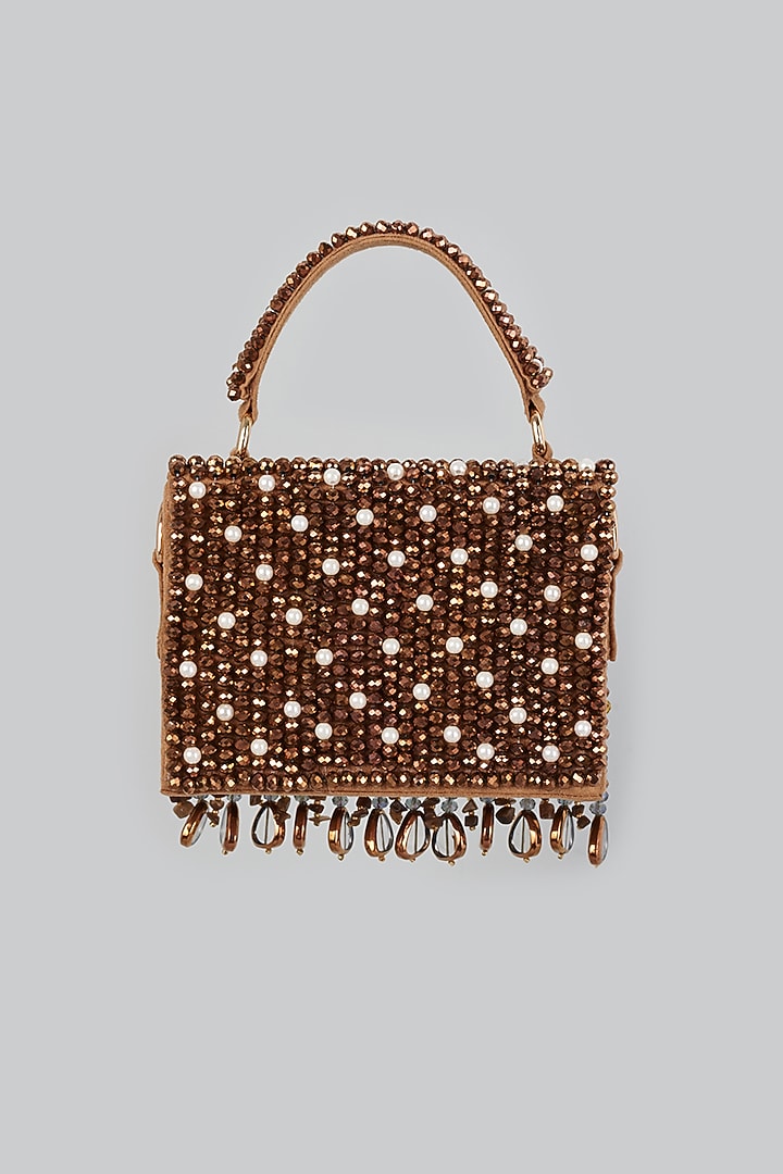 Gold Hand Embroidered Clutch by Bijoux By Priya Chandna at Pernia's Pop Up Shop
