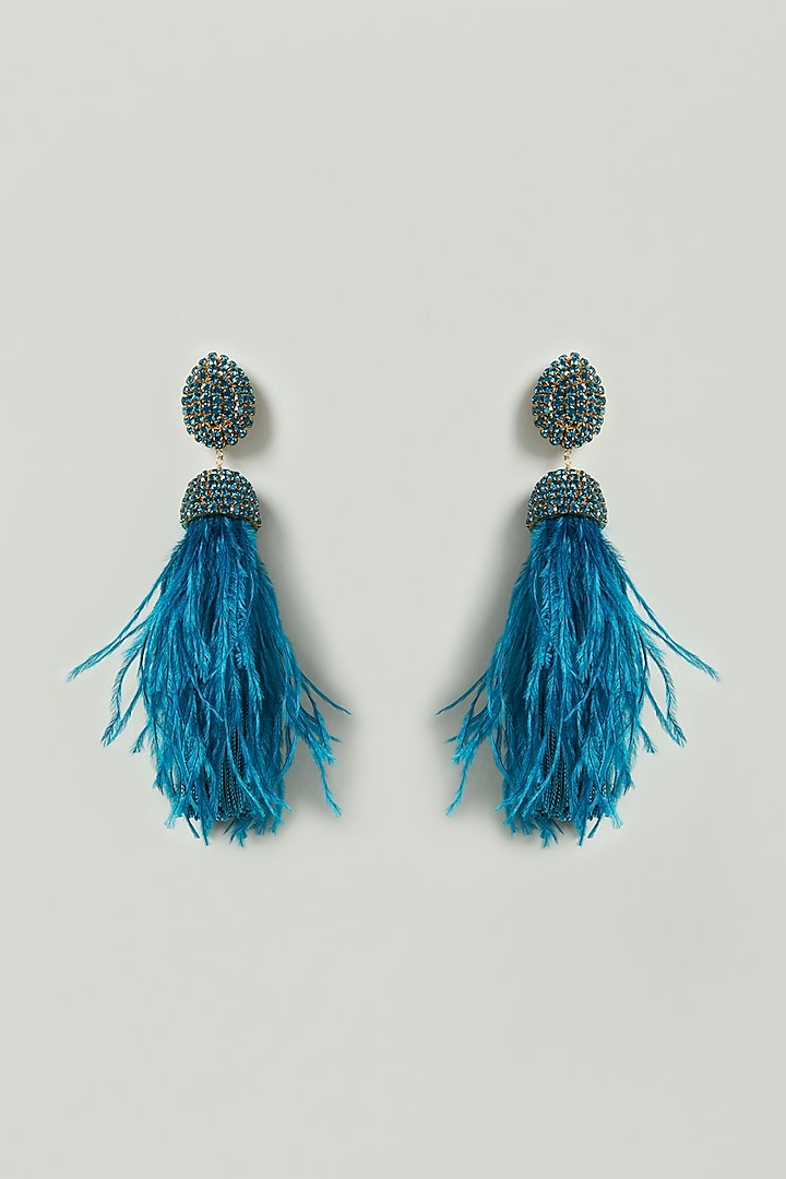 Turquoise Crystal Earrings by Bijoux By Priya Chandna at Pernia's Pop Up Shop