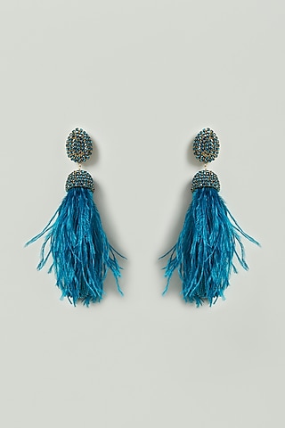 Turquoise Crystal Earrings by Bijoux By Priya Chandna