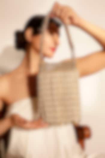 Gold Crystal & Pearl Embellished Handbag by Bijoux By Priya Chandna at Pernia's Pop Up Shop