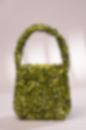 Green Crystal Pearl Embellished Mini Bag by Bijoux By Priya Chandna at Pernia's Pop Up Shop