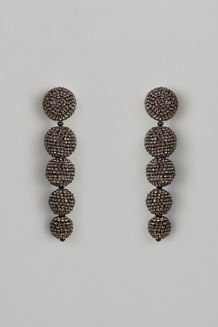 Gold Finish Dangler Earrings With Crystals by Bijoux By Priya Chandna at Pernia's Pop Up Shop