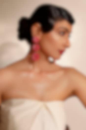 Pink Sequins & Crystal Floral Dangler Earrings by Bijoux By Priya Chandna at Pernia's Pop Up Shop