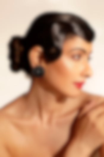 Black Sequins & Crystal Floral Stud Earrings by Bijoux By Priya Chandna at Pernia's Pop Up Shop