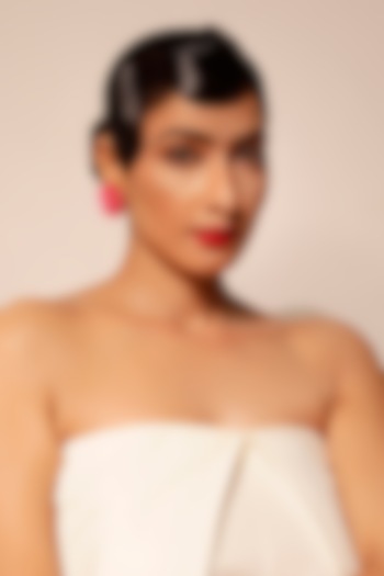 Bright Pink Sequins & Crystal Floral Stud Earrings by Bijoux By Priya Chandna at Pernia's Pop Up Shop