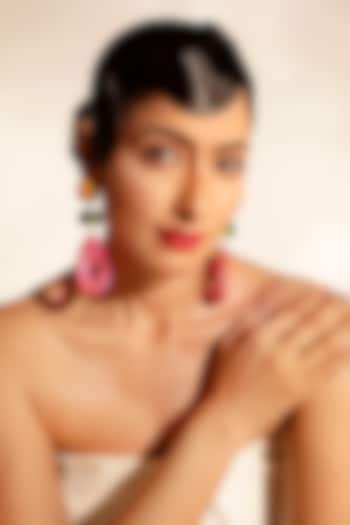 Pink Crystal Teardrop Dangler Earrings by Bijoux By Priya Chandna at Pernia's Pop Up Shop