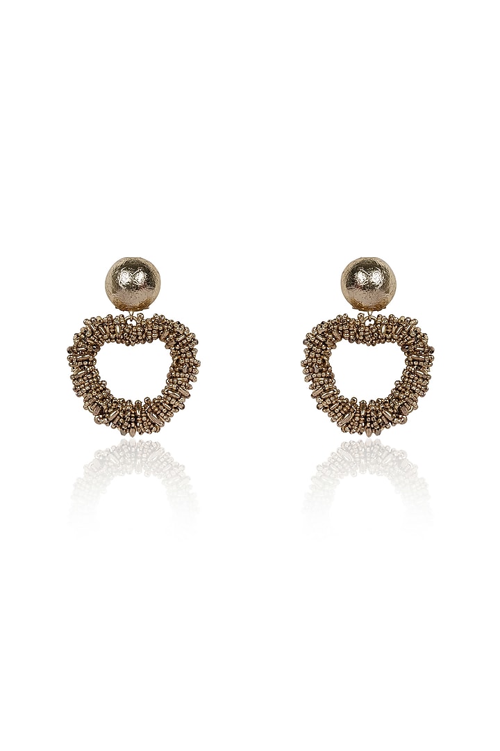 Gold Crystal & Beaded Dangler Earrings by Bijoux By Priya Chandna at Pernia's Pop Up Shop