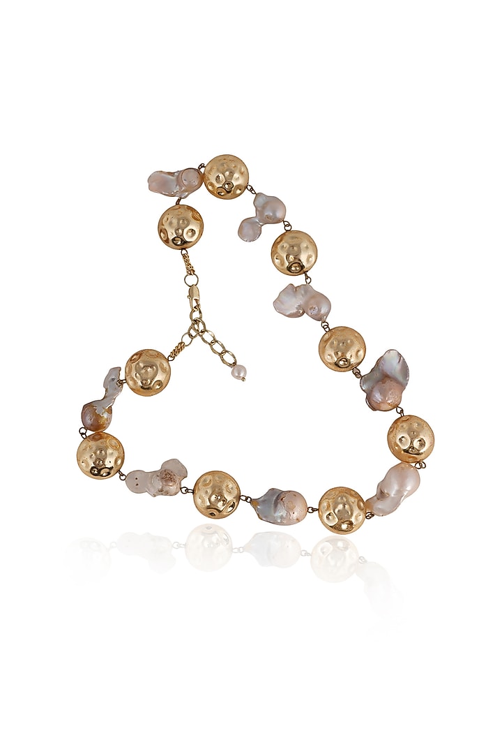 Gold Baroque Pearl & Charm Necklace by Bijoux By Priya Chandna at Pernia's Pop Up Shop