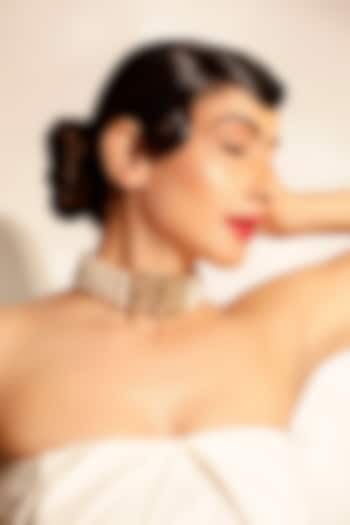 White Crystal & Pearl Choker Necklace by Bijoux By Priya Chandna at Pernia's Pop Up Shop