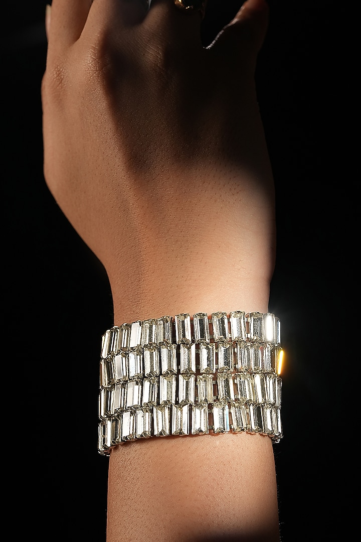 Silver Crystal Link Bracelet by Bijoux By Priya Chandna at Pernia's Pop Up Shop
