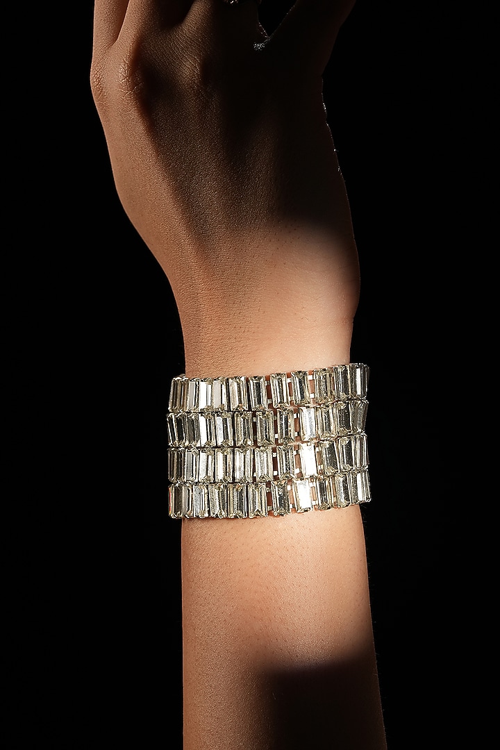 Silver Crystal Link Bracelet by Bijoux By Priya Chandna at Pernia's Pop Up Shop