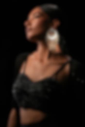 White Crystal & Semi-Precious Stone Chandelier Jhumka Earrings by Bijoux By Priya Chandna at Pernia's Pop Up Shop