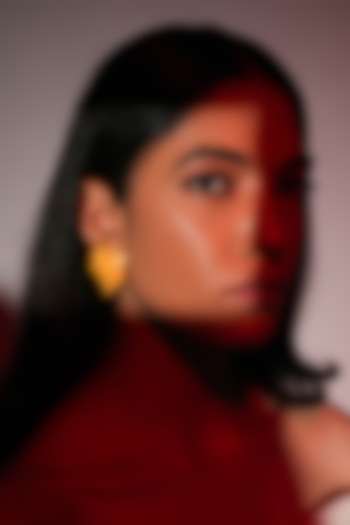 Yellow Resin Dripping Heart Stud Earrings by Bijoux By Priya Chandna at Pernia's Pop Up Shop