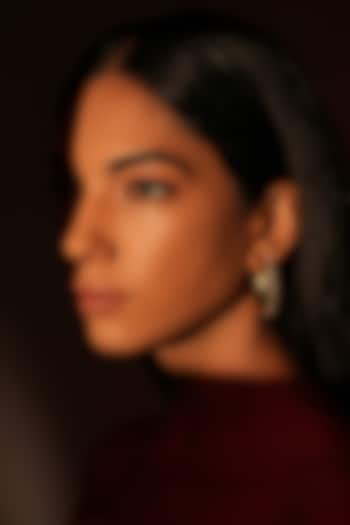 Gold Finish Crystal Bean-Shaped Stud Earrings by Bijoux By Priya Chandna at Pernia's Pop Up Shop