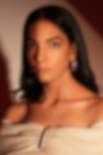 Purple Crystal Bean-Shaped Stud Earrings by Bijoux By Priya Chandna at Pernia's Pop Up Shop