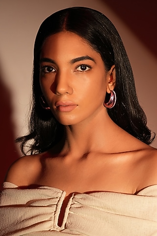 Purple Crystal Bean-Shaped Stud Earrings by Bijoux By Priya Chandna