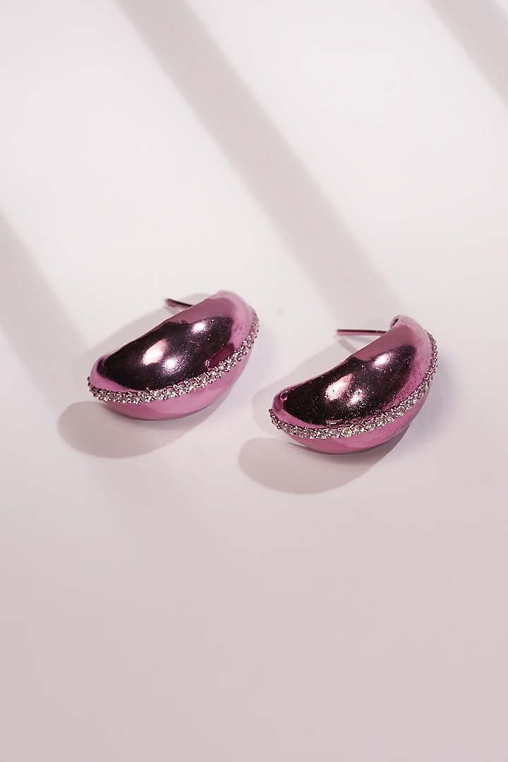 Purple Crystal Bean-Shaped Stud Earrings by Bijoux By Priya Chandna at Pernia's Pop Up Shop