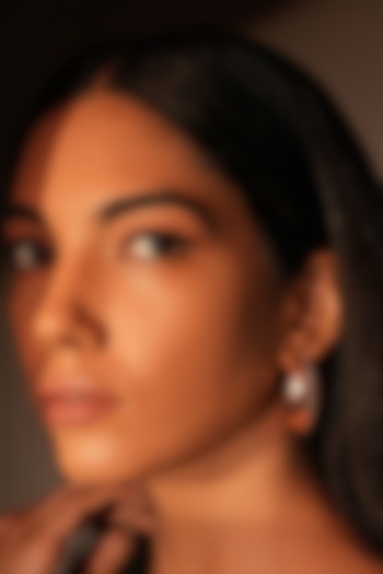 Rose Gold Crystal Bean-Shaped Stud Earrings by Bijoux By Priya Chandna at Pernia's Pop Up Shop