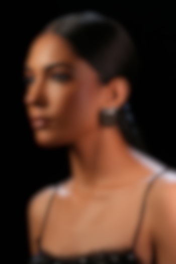 Black Crystal Heart Stud Earrings by Bijoux By Priya Chandna at Pernia's Pop Up Shop