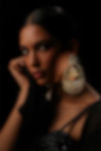 White Crystal Chandbali Earrings by Bijoux By Priya Chandna at Pernia's Pop Up Shop