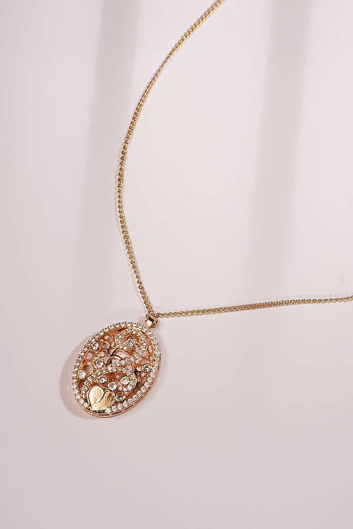 Gold Finish Crystal Monogram Pendant Necklace by Bijoux By Priya Chandna at Pernia's Pop Up Shop