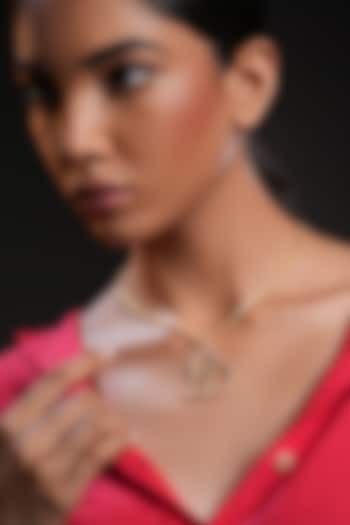 Gold Finish Crystal Personalized Heart Necklace by Bijoux By Priya Chandna at Pernia's Pop Up Shop