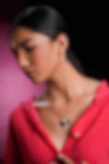 Gold Finish Crystal Spiral Heart Necklace by Bijoux By Priya Chandna at Pernia's Pop Up Shop