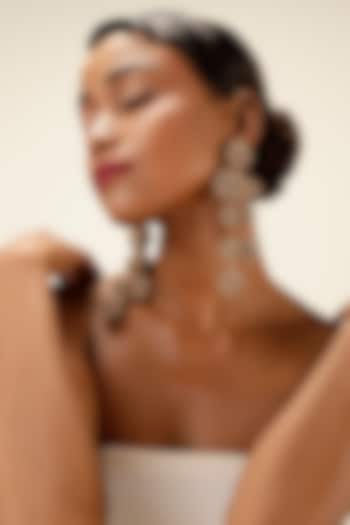 Gold Finish Crystal Orb Drop Earrings by Bijoux By Priya Chandna at Pernia's Pop Up Shop