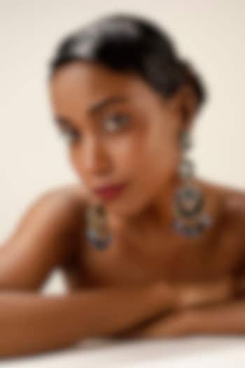 Black Crystal & Beaded Chandelier Earrings by Bijoux By Priya Chandna at Pernia's Pop Up Shop