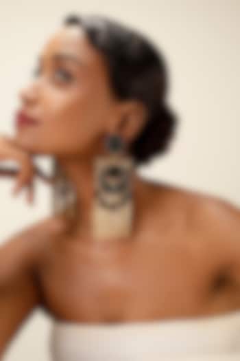 Black Crystal & Gold Fringe Dangler Earrings by Bijoux By Priya Chandna at Pernia's Pop Up Shop