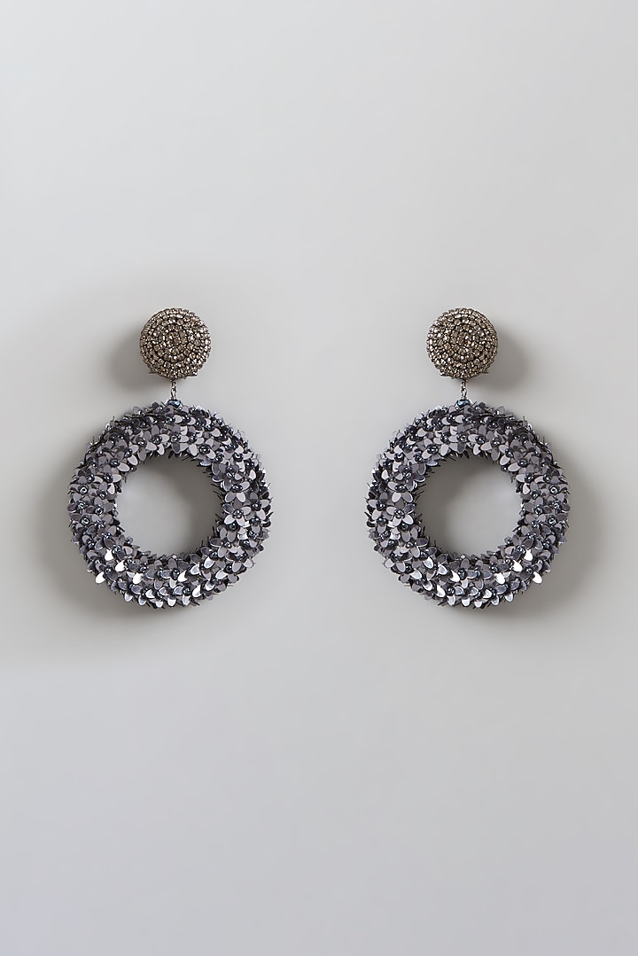 Gold Finish Crystal Hoop Earrings by Bijoux By Priya Chandna at Pernia's Pop Up Shop