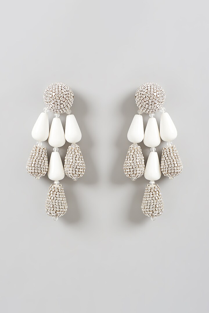 Gold Finish Crystals Dangler Earrings by Bijoux By Priya Chandna at Pernia's Pop Up Shop