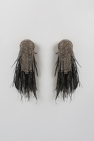 Gold Finish Dangler Earrings With Feathers by Bijoux By Priya Chandna