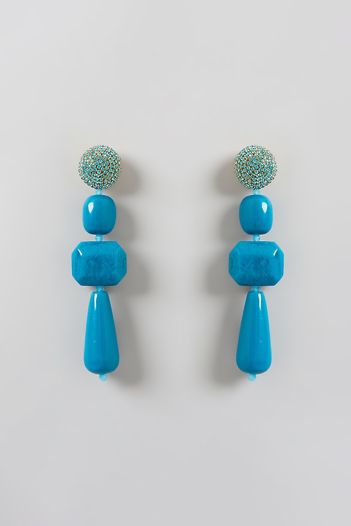 Gold Finish Crystal Dangler Earrings by Bijoux By Priya Chandna at Pernia's Pop Up Shop