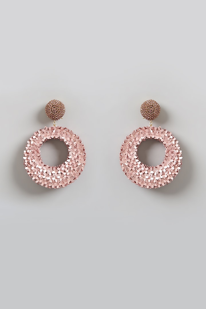 Gold Finish Crystal & Sequin Hoop Earrings by Bijoux By Priya Chandna at Pernia's Pop Up Shop