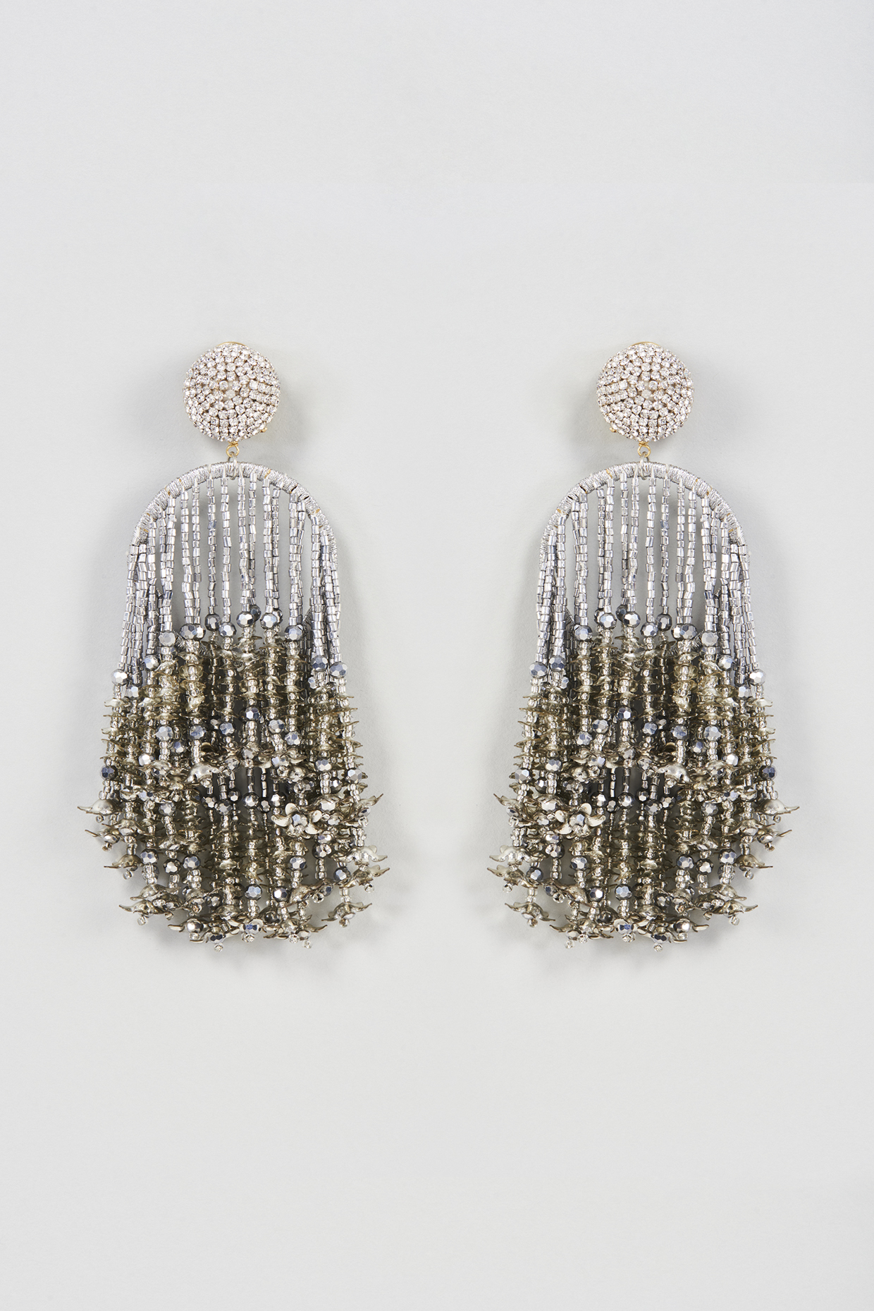 Two Tone Finish Silver Beaded Dangler Earrings by Bijoux By Priya Chandna