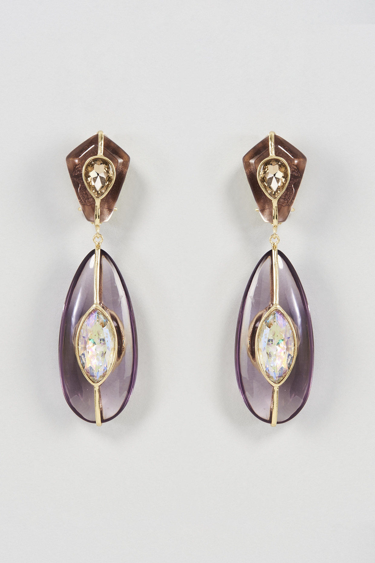 Two Tone Finish Crystal Dangler Earrings by Bijoux By Priya Chandna