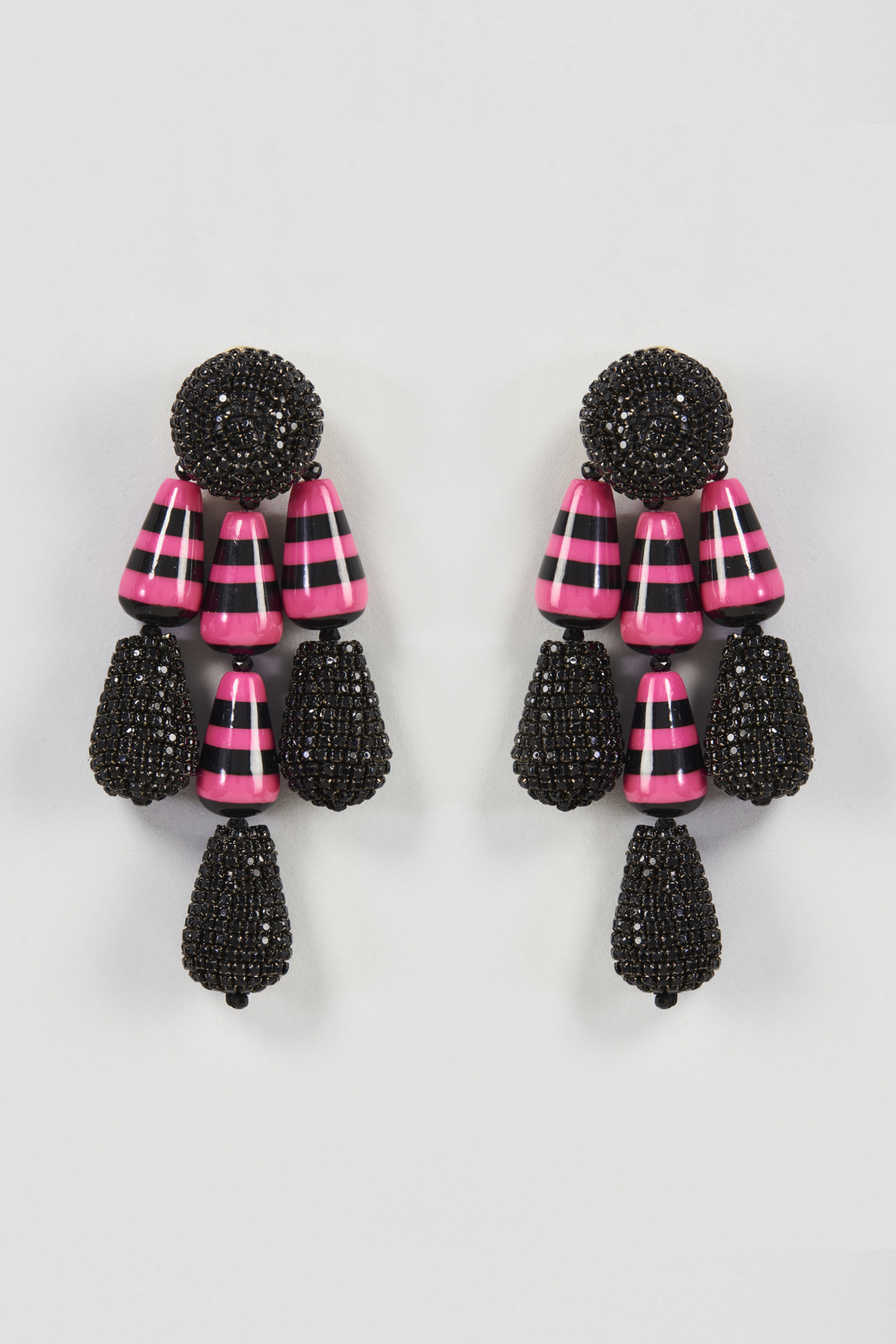 Two Tone Finish Black & Pink Crystal Dangler Earrings by Bijoux By Priya Chandna