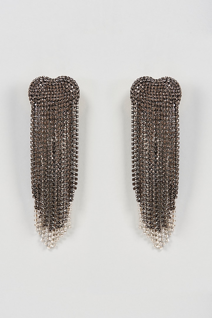 Two Tone Finish Smoke & Silver Tassel Dangler Earrings by Bijoux By Priya Chandna
