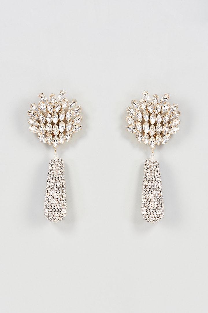 Two Tone Finish Floral Dangler Earrings by Bijoux By Priya Chandna