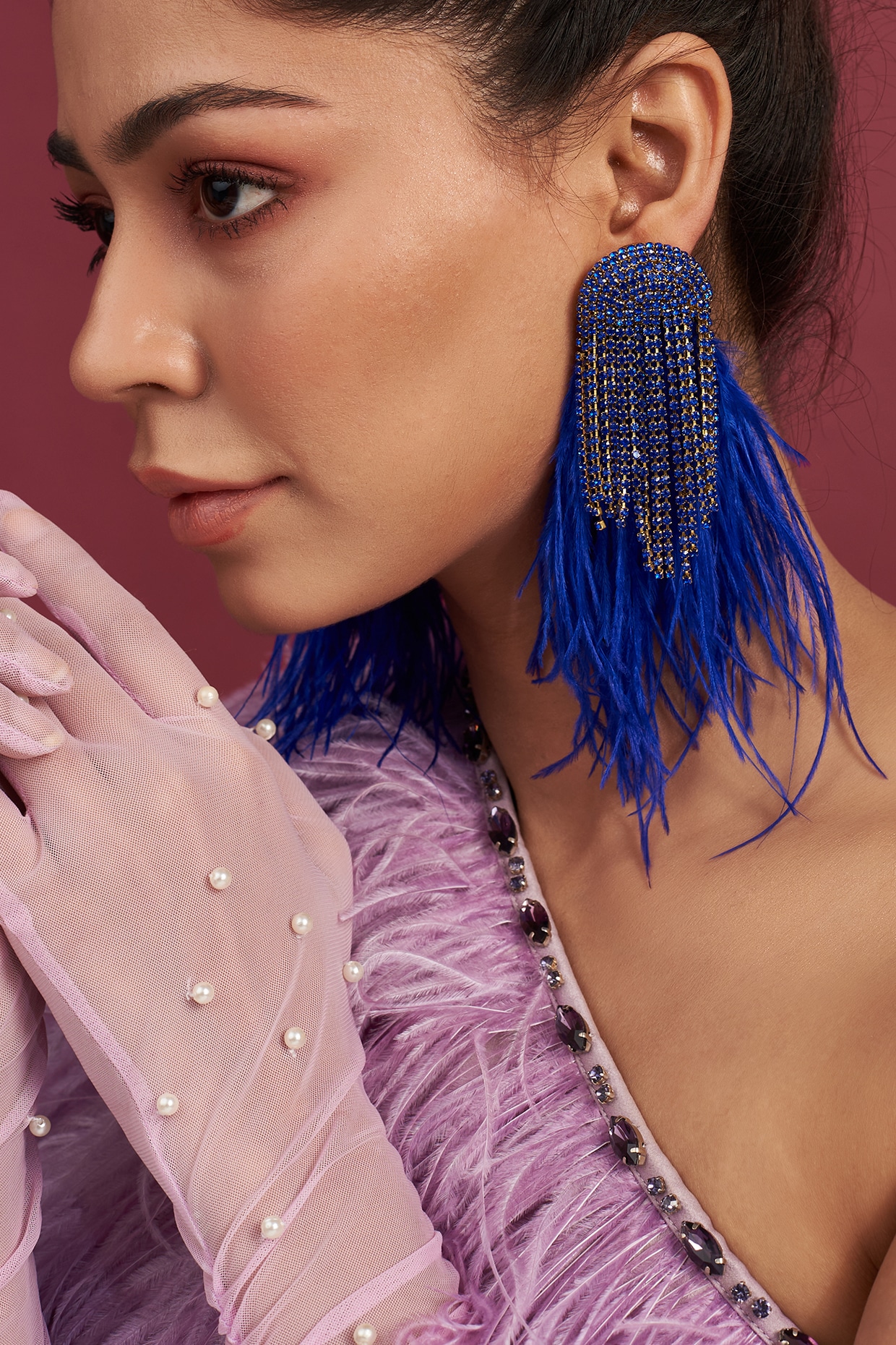 Royal blue deals feather earrings