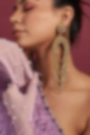 Gold Finish Crystal Waterfall Dangler Earrings by Bijoux By Priya Chandna at Pernia's Pop Up Shop