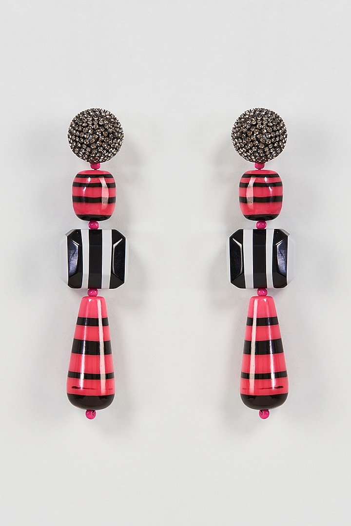 Two Tone Finish Black Crystal Dangler Earrings by Bijoux By Priya Chandna at Pernia's Pop Up Shop