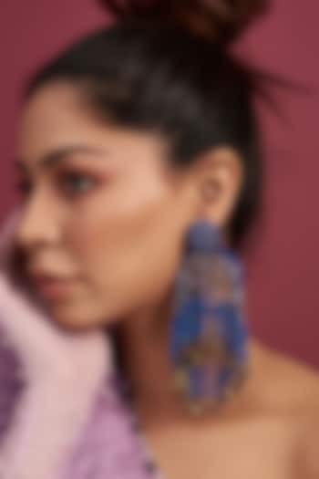 Two Tone Finish Crystal & Beaded Dangler Earrings by Bijoux By Priya Chandna