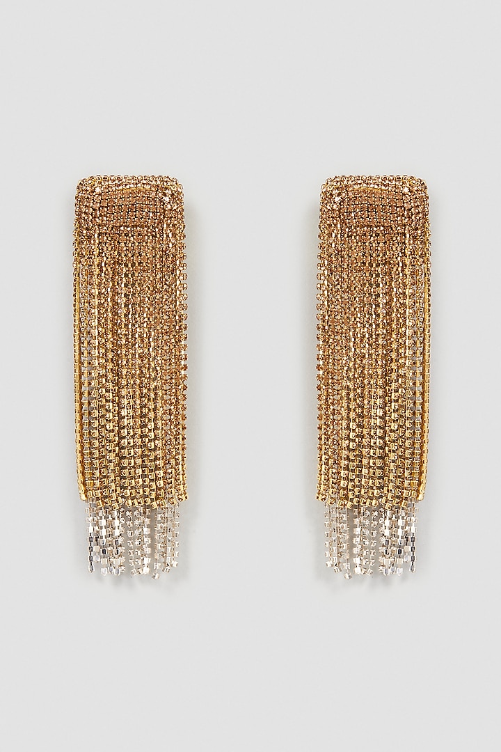 Gold Finish Crystal Dangler Earrings by Bijoux By Priya Chandna