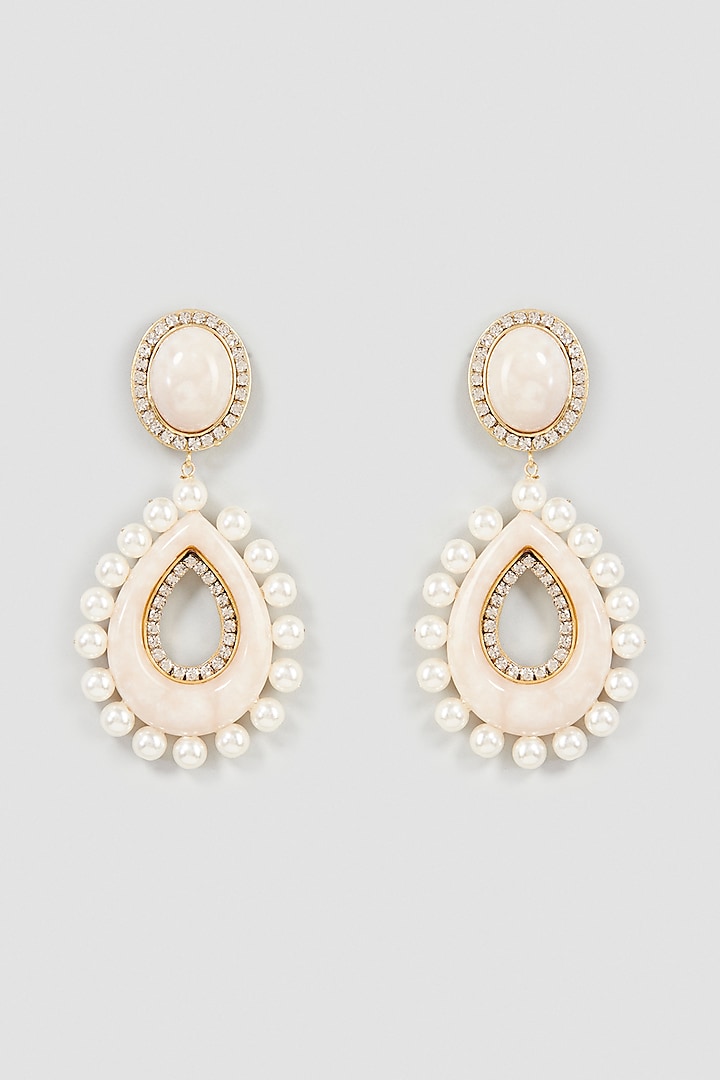 White Pearl Dangler Earrings by Bijoux By Priya Chandna