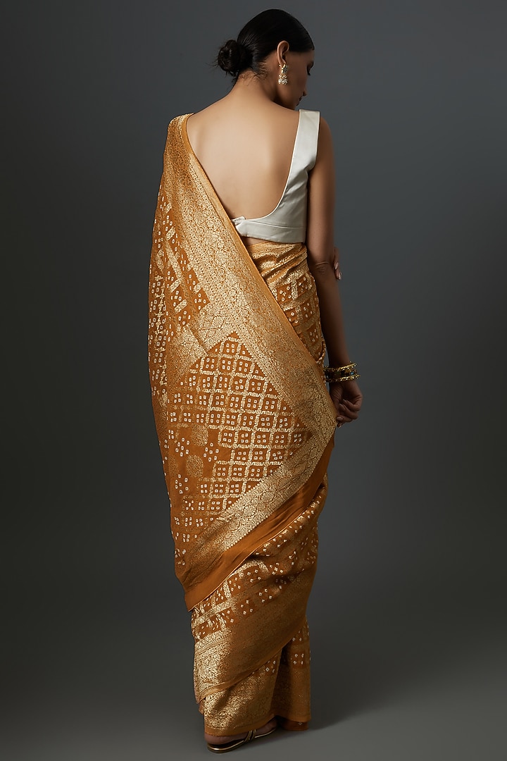 Yellow Georgette Printed & Embroidered Party Wear Saree by Binal Patel at Pernia's Pop Up Shop