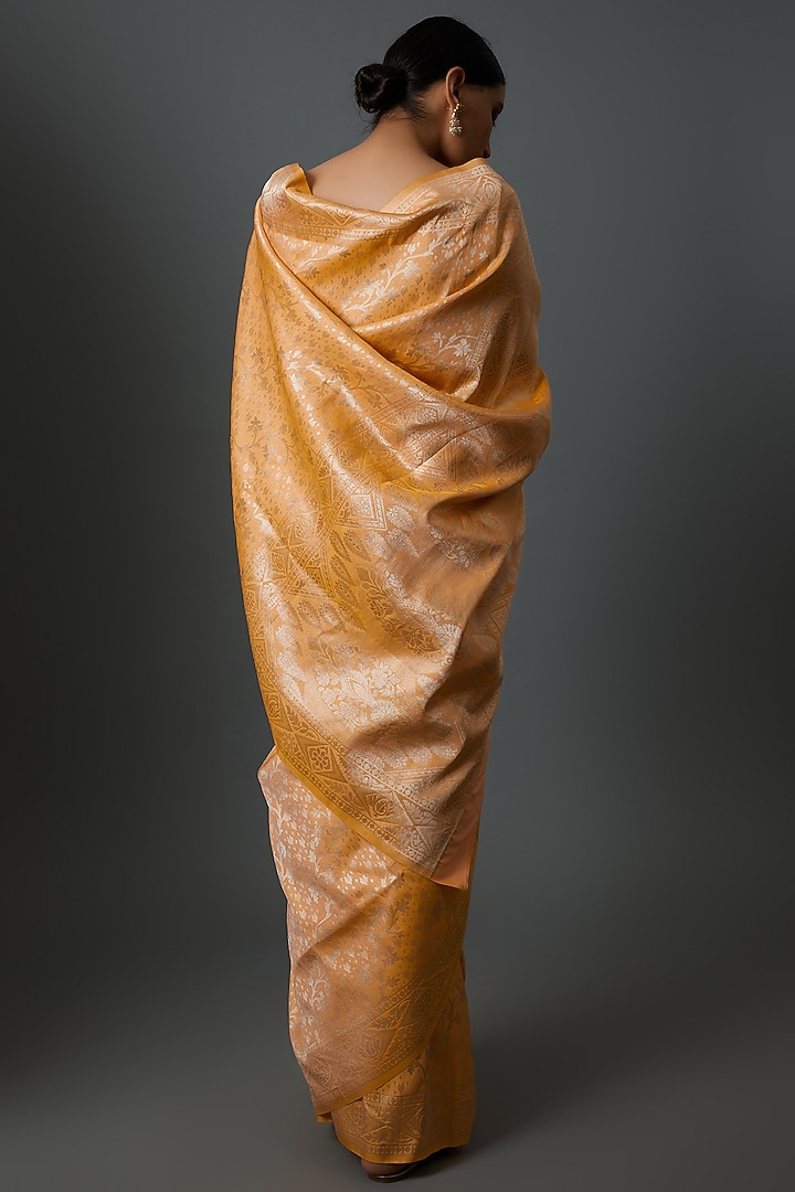 Orange Brocade Embroidered Banarasi Party Wear Saree by Binal Patel at Pernia's Pop Up Shop